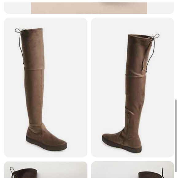• Stuart Weitzman • Playtime Over The Knee High Suede Leather Boots Swamp Brown - Picture 3 of 8